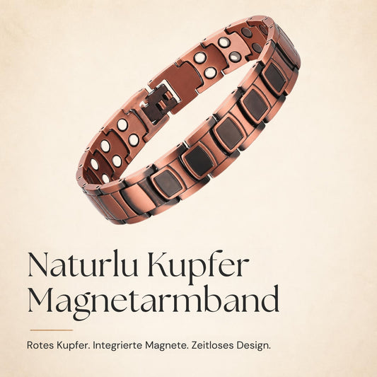 Naturlu Kupfer Magnetarmband aus rotem Kupfer mit Magneten